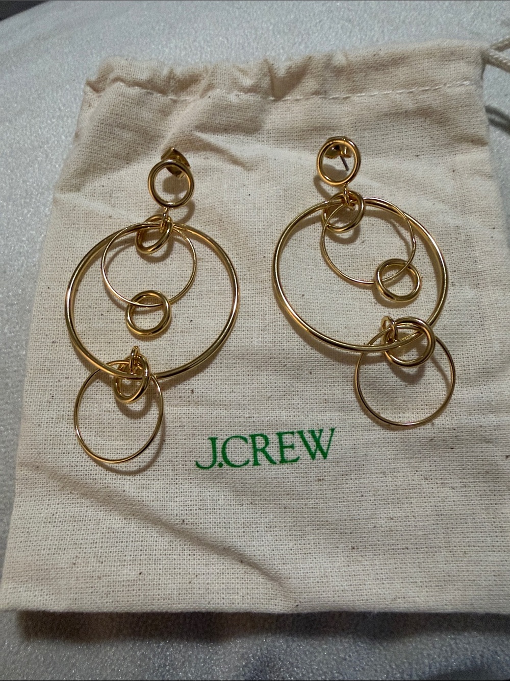 J. Crew Gold Concentric Hoop Drop Earrings